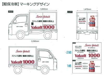 ヤクルト1000:軽保冷車マーキング：デザインました