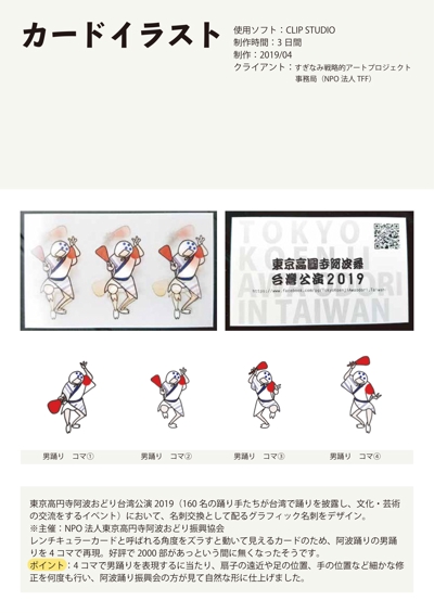 高円寺阿波踊り台湾公演の名刺用レンチキュラーカードのデザイン