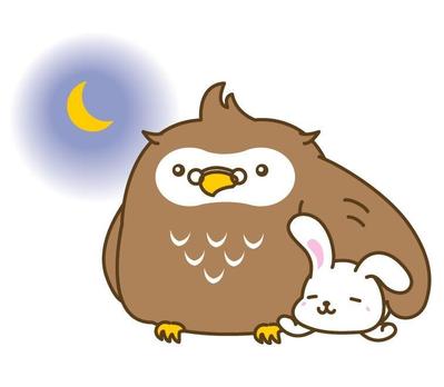 ふくろうとうさぎのキャラクター