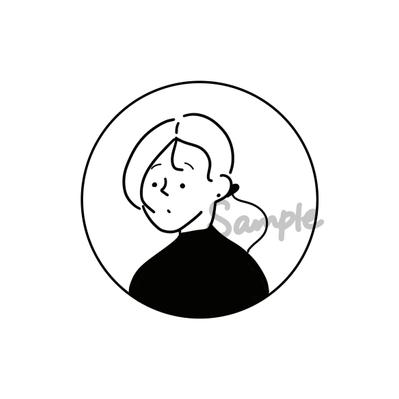 Simple line drawing icon girl