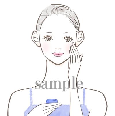 スキンケアをする女性のイラスト