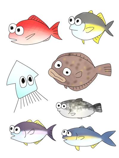 水産加工品の魚類イラスト