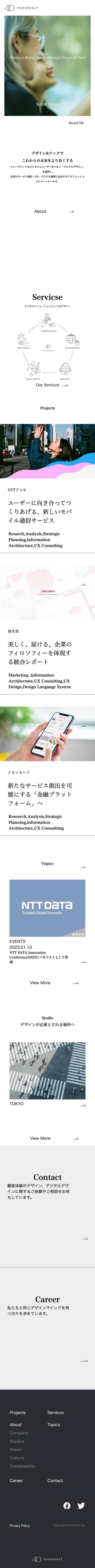 FOURDIGITのホームページレスポンシブ対応（スマホ用）