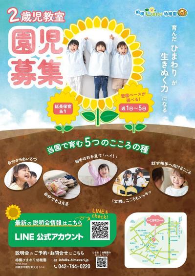 2歳児教室の園児募集と毎週行っている子育てサロンへの新規名簿獲得チラシ ( 