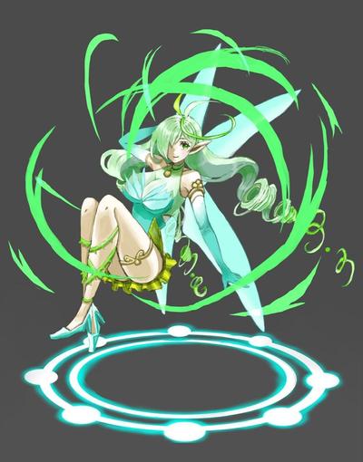 ソシャゲ風オリジナルイラスト(風の精霊)