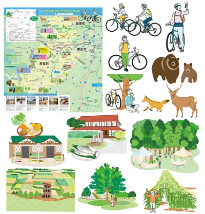 北海道芽室町のサイクリングマップのイラスト制作しました