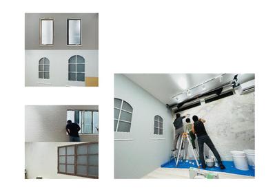 新築ハウススタジオの壁装飾施工と施主DIY壁塗りの指導