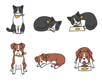 犬と猫のイラスト