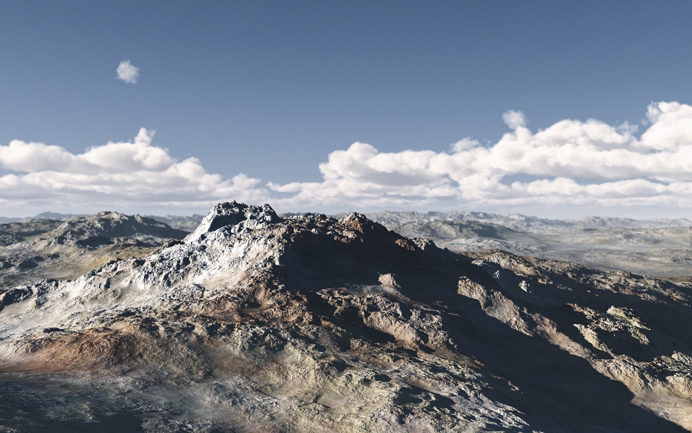 3DCG_red and white mountain