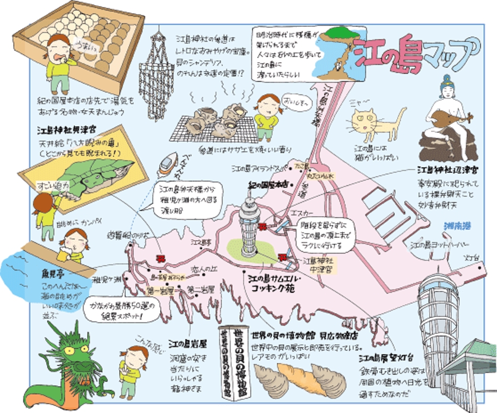 江ノ島案内イラストマップ