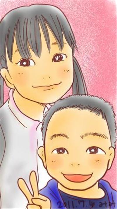 似顔絵(姉弟)