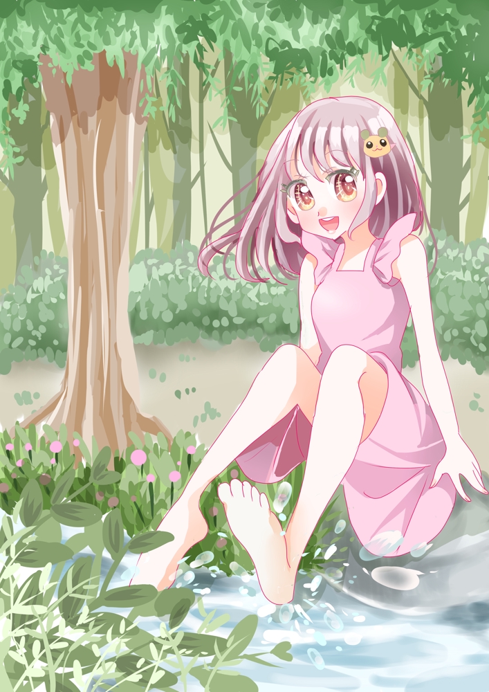 森の中の女の子描きました