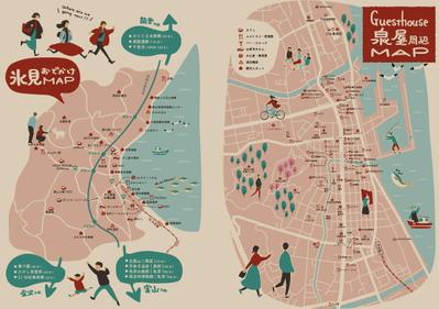 ゲストハウスの宿泊客向けの宿の周辺地図を作成しました