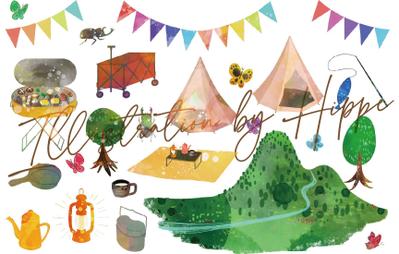 ストックイラスト用にキャンプのイラストを制作しました