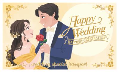 結婚式で配布するチケットのイラストを制作しました
