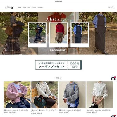 ブランドアパレルのオンラインストアをShpifyでデザイン、コーディングしました