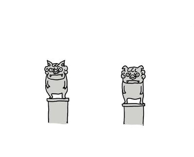 神社の狛犬のジフアニメを制作しました