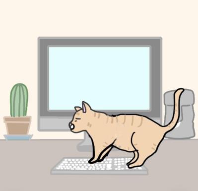 猫が仕事の邪魔をするジフアニメを制作しました