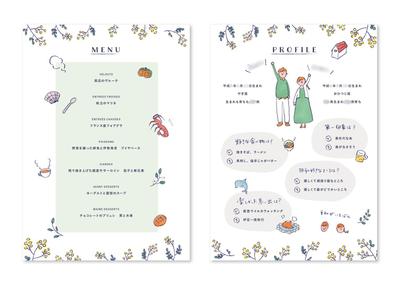 結婚式のメニュー表とプロフィールカードを制作しました
