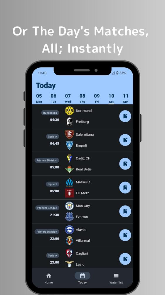 欧州のサッカーリーグの試合日程を網羅的に閲覧できるAndroidアプリを開発しました