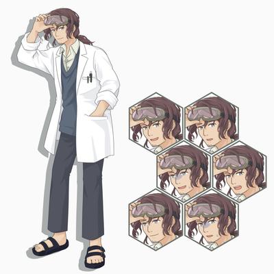 白衣を着ている科学者を描きました