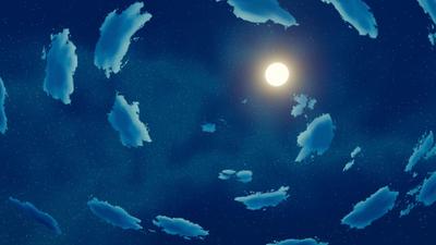 Blenderでアニメ調の夜空をモデリングしました