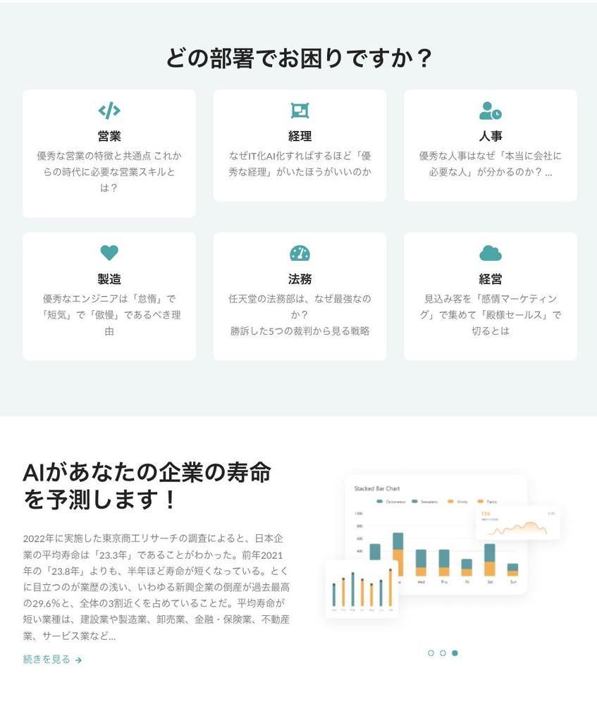 業務効率化AIシステム開発会社様向けのホームページ作成しました