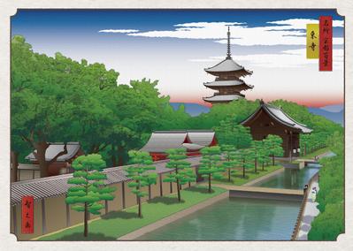 デジタル版画
京都名所百景「東寺」と題した浮世絵風イラストとして制作しました