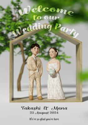 オリジナルワークです。3DCGを作成してウェルカムボードを作成しました