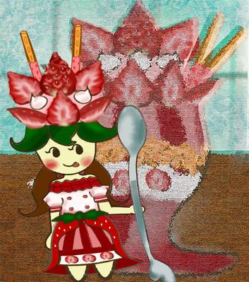 ゆめかわスイーツや花の擬人化キャラクターイラスト制作をしました