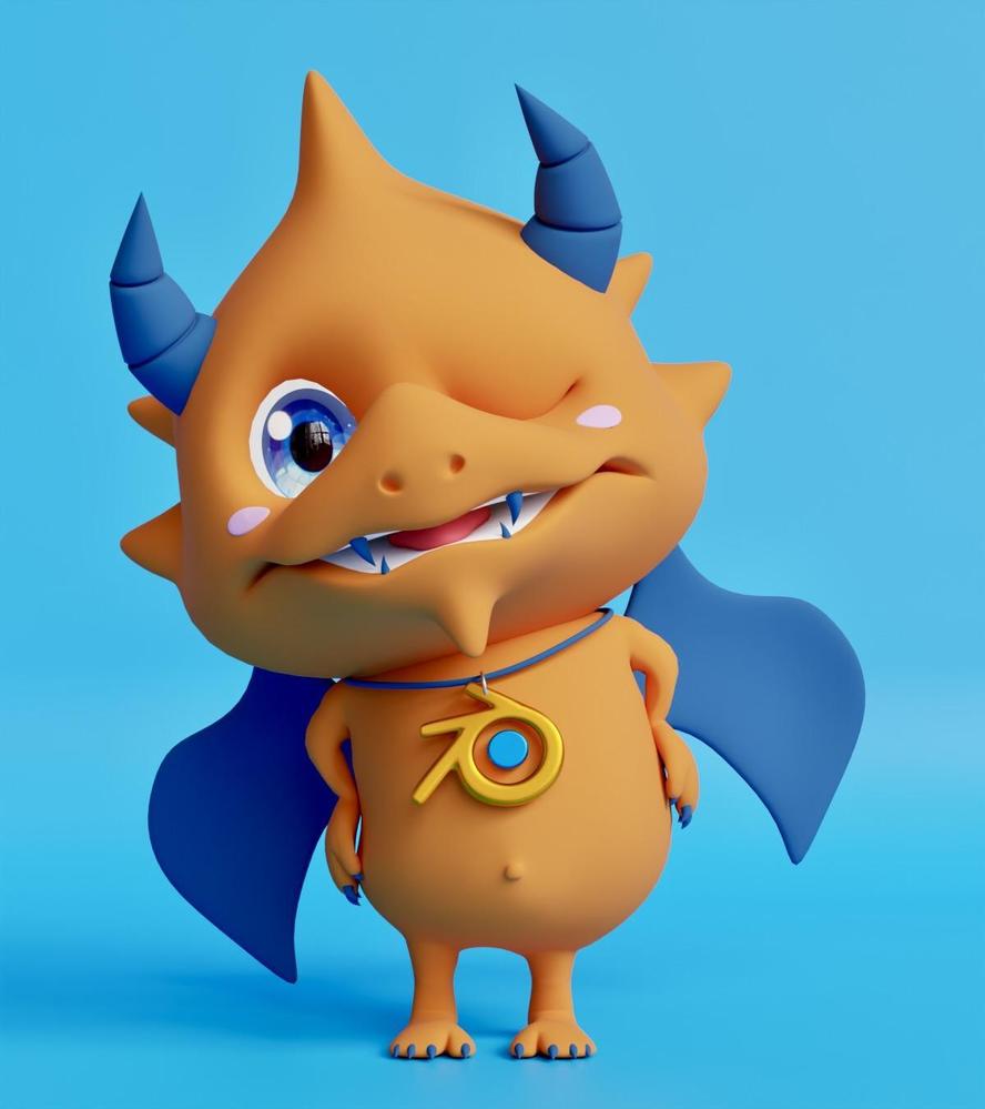 オリジナルキャラクター、ブレンダードラゴンのモデリングしました