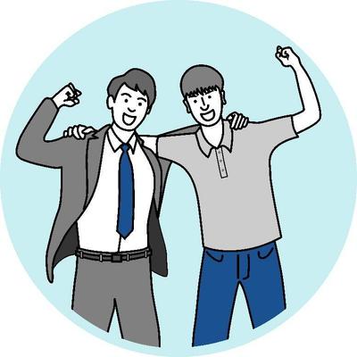 意気投合する男子のイラストを制作しました