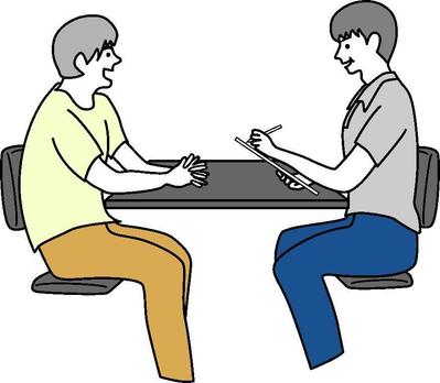商談で打合せをする二人の男性のイラストを制作しました