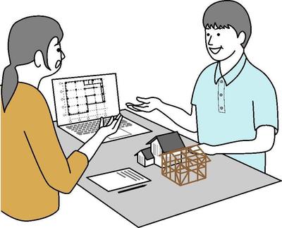 打合せする男女二人のイラストを制作しました