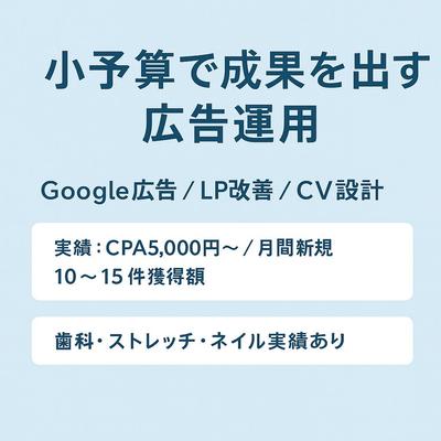 月10万円以内で集客を最大化するGoogle広告運用（実績あり）
しました