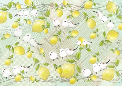 シマエナガとレモンのラッピング帯のデザインしました
