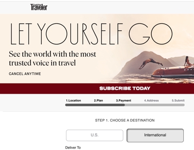 【英文キャッチコピー】アメリカ大手出版社発行の旅行雑誌"Traveler"の広告コピーを担当致しました