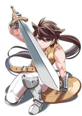 カードイラストなどを念頭に獣の耳を持つ剣士を表現しました