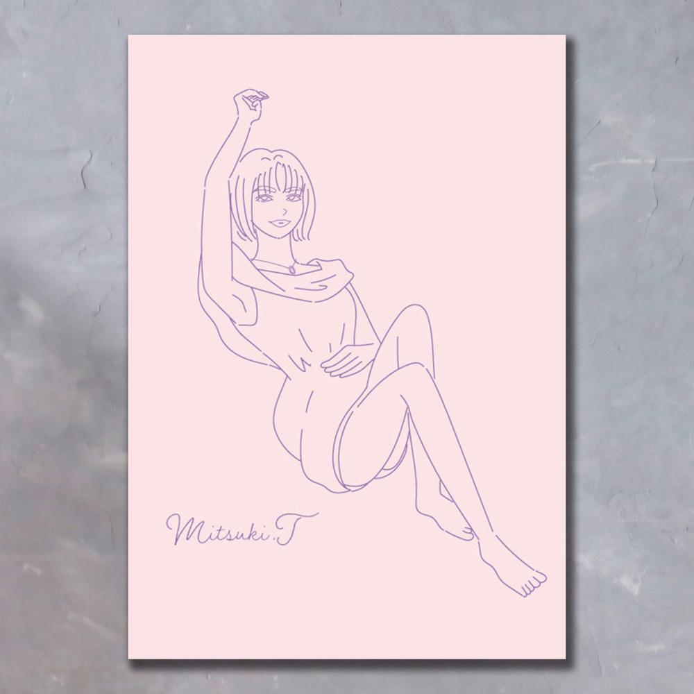 線画の似顔絵イラスト付き名刺をデザイン致しました