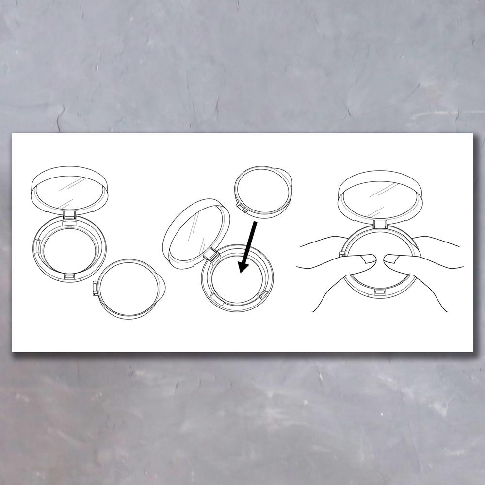 化粧品・ファンデーションのコンパクトとレフィルの取説用図解イラストを作成致しました