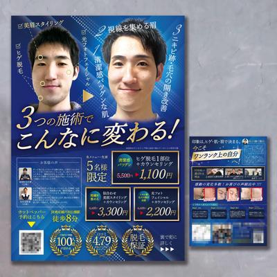 メンズ脱毛・メンズ美容のチラシを作成致しました