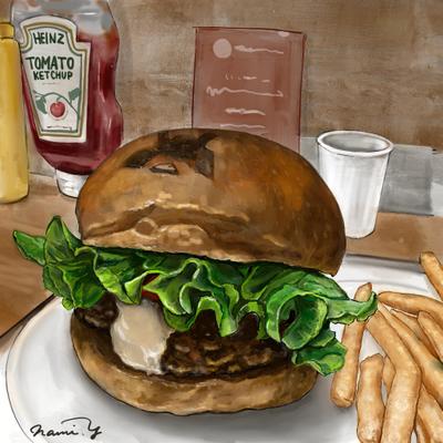 ハンバーガーイラストを描きました