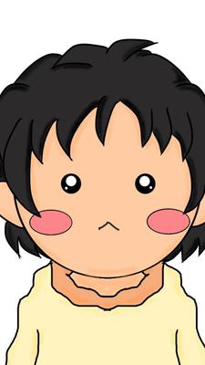 じ～っと見つめる幼い男の子を描きました