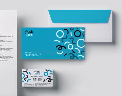 様々な事業を展開する株式会社foods sora様の販促物（封筒、名刺）のデザインを担当しました