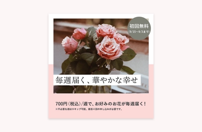 （架空広告）一人暮らしの会社員女性向けの、お花の定期便のInstagram広告を作成しました
