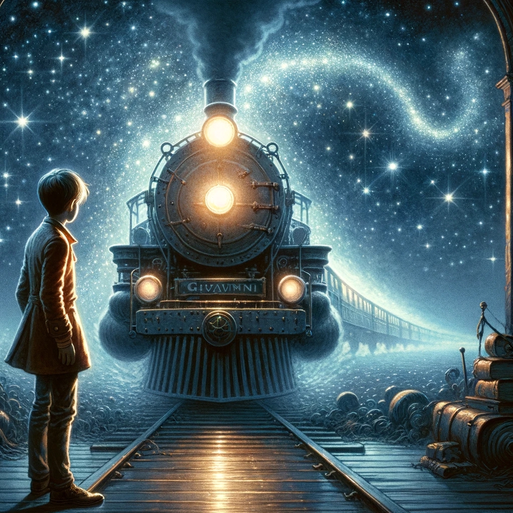 パブリックドメインである宮沢賢治さんの”銀河鉄道の夜”を現代風にリメイクして絵本にしました
