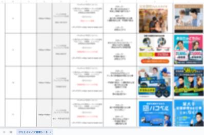 SNS広告に使用するバナーの制作意図はすべて公開致します。その際に使用するシートのサンプルを共有しました