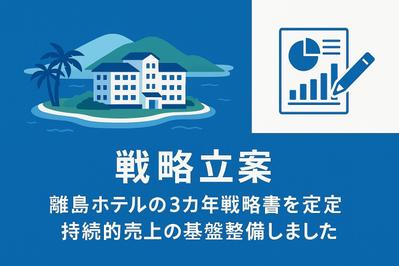 戦略立案｜離島ホテルの3カ年戦略書を策定｜持続的売上の基盤整備しました