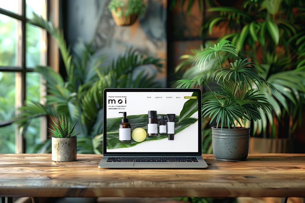 架空のオーガニック素材の化粧品「moi」のオリジナル ファーストビュー作成しました