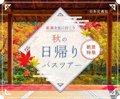 バナー：日帰りバスツアー
紅葉を見に行きたいくなる和の情緒を感じさせる雰囲気で作成しました
